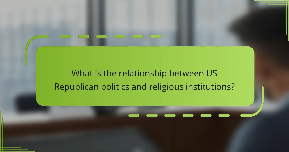 What is the relationship between US Republican politics and religious institutions?